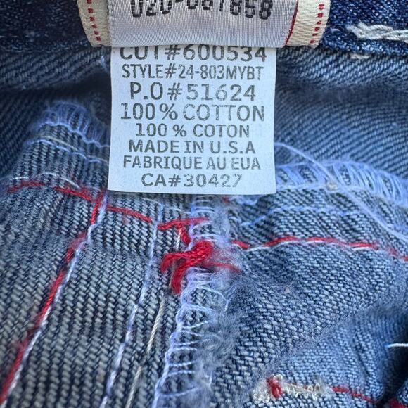 Y2K True Religion Jeans Sz 36 Faded Blue Denim World Tour Ticket Billy Super T - Picture 8 of 16